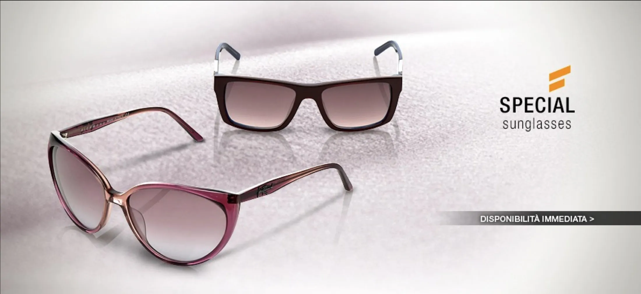Product banner: two pairs of sunglasses on white, 'Special sunglasses'.