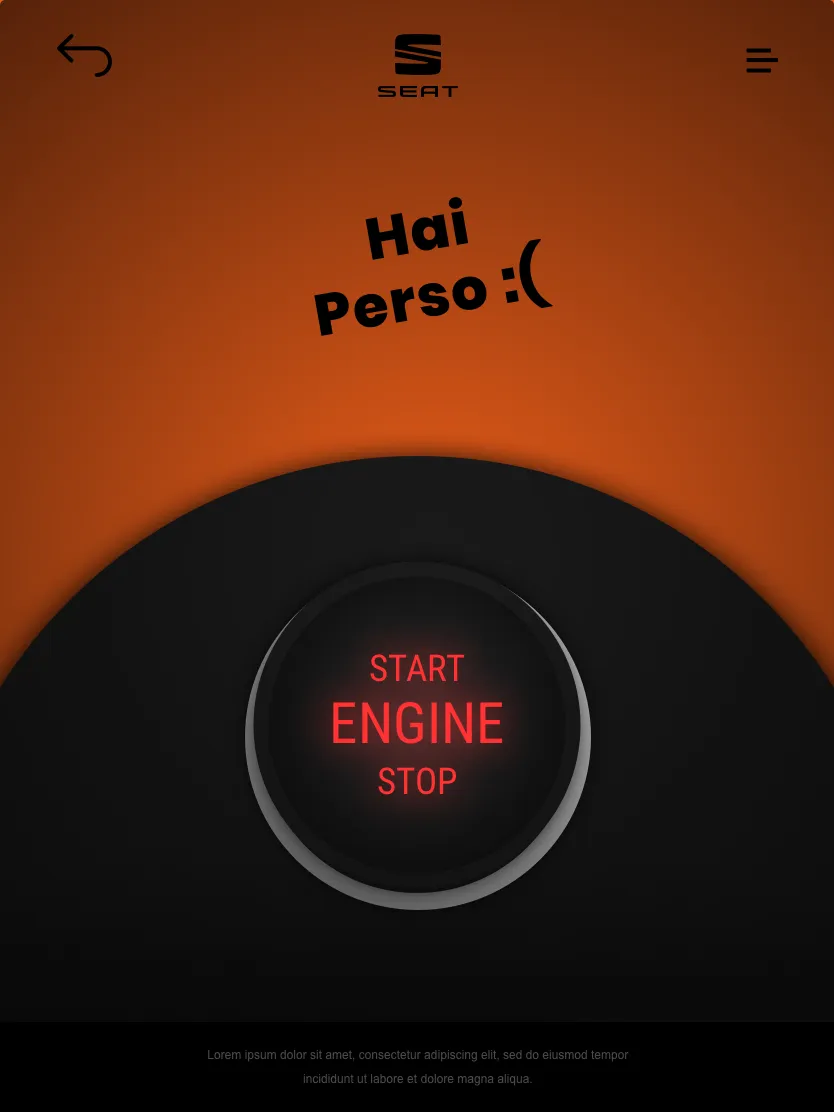 SEAT instant win: “You lost”, the engine button turns red.