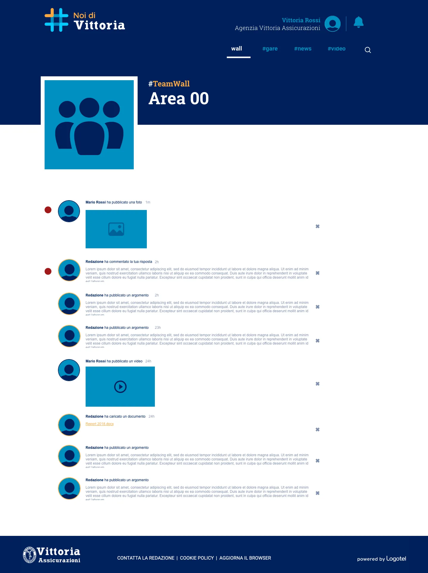 Noi di Vittoria: the notifications page.