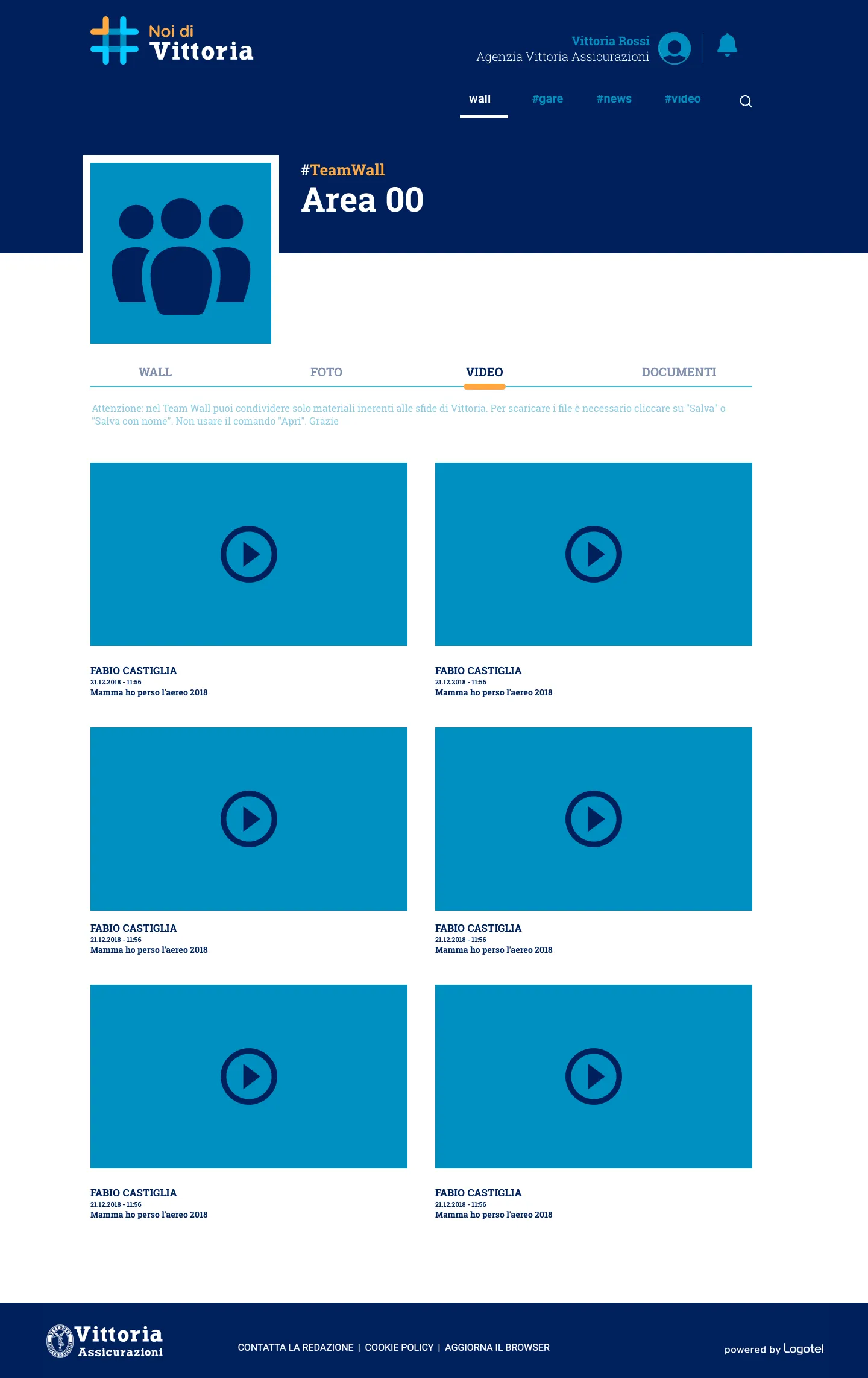 Noi di Vittoria team area: the video gallery.
